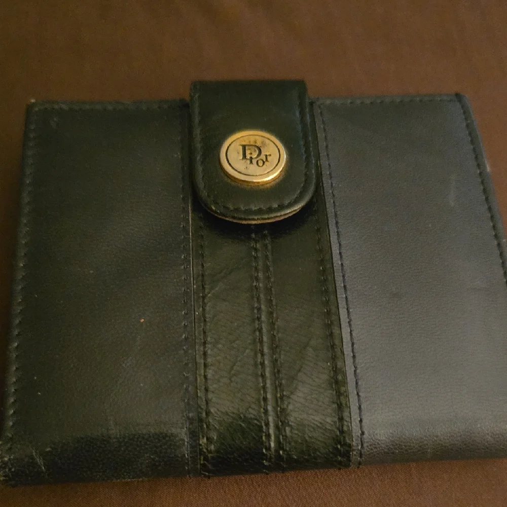 Black Leather Women's Wallet with Gold Accent